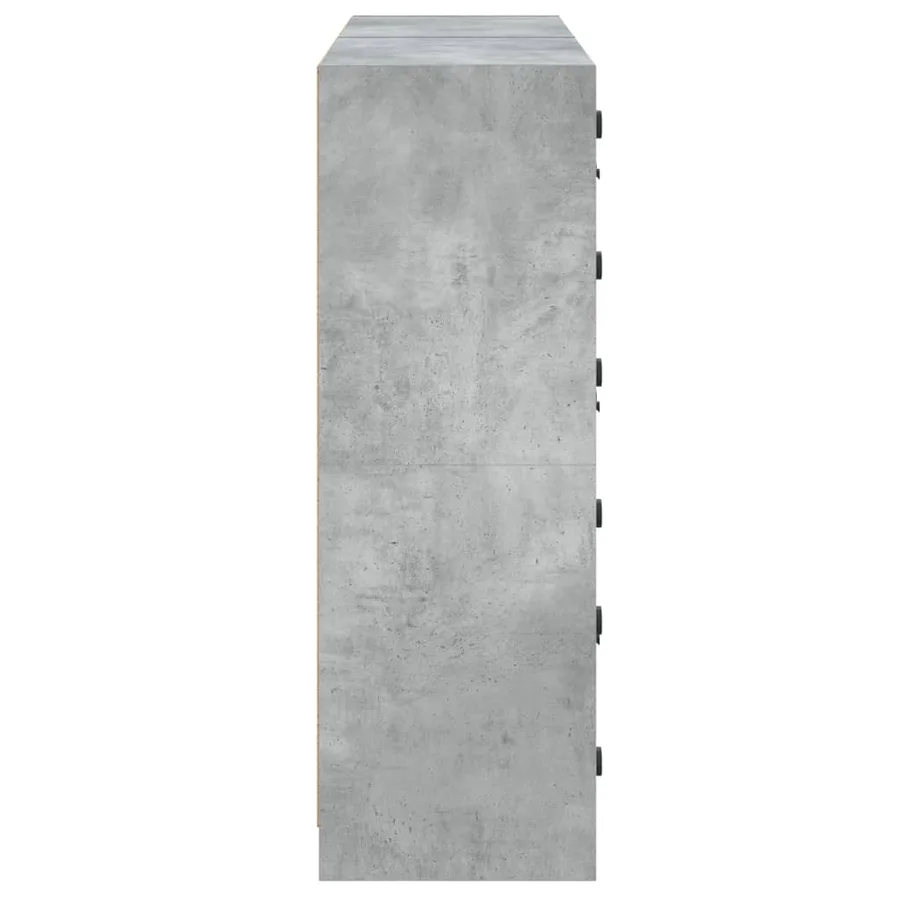 Bibliothèque avec portes gris béton 136x37x109 cm - 8