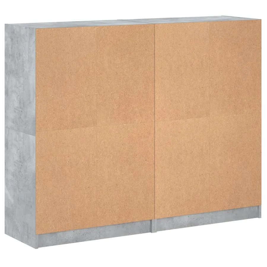 Bibliothèque avec portes gris béton 136x37x109 cm - 9