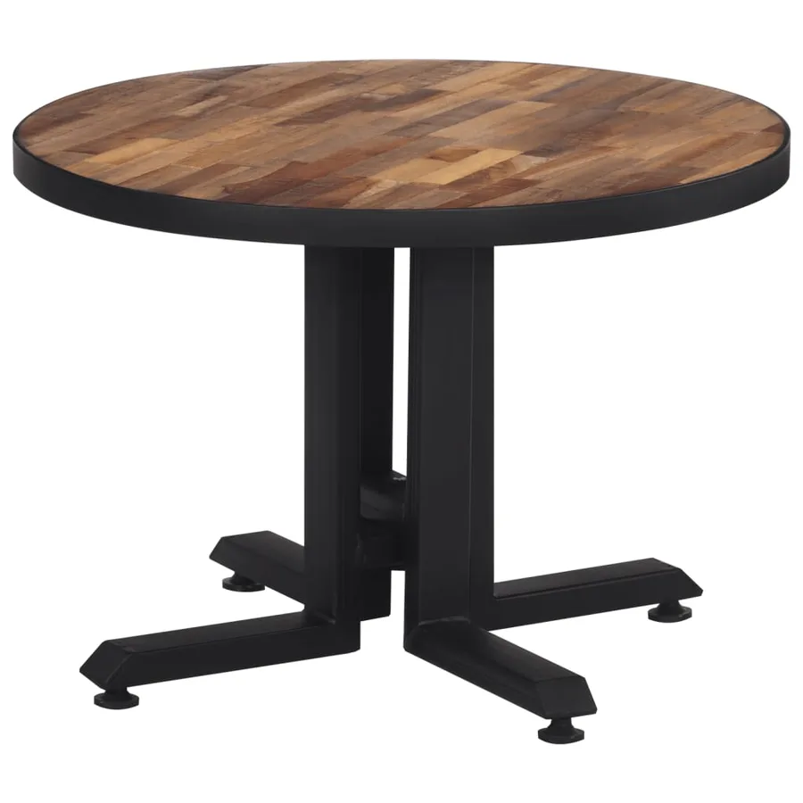 Table basse ronde Ø55x40 cm teck de récupération massif - 3