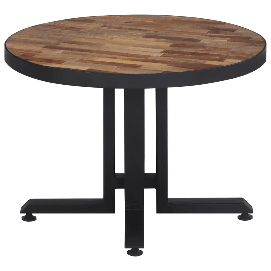 Table basse ronde Ø55x40 cm teck de récupération massif - 4