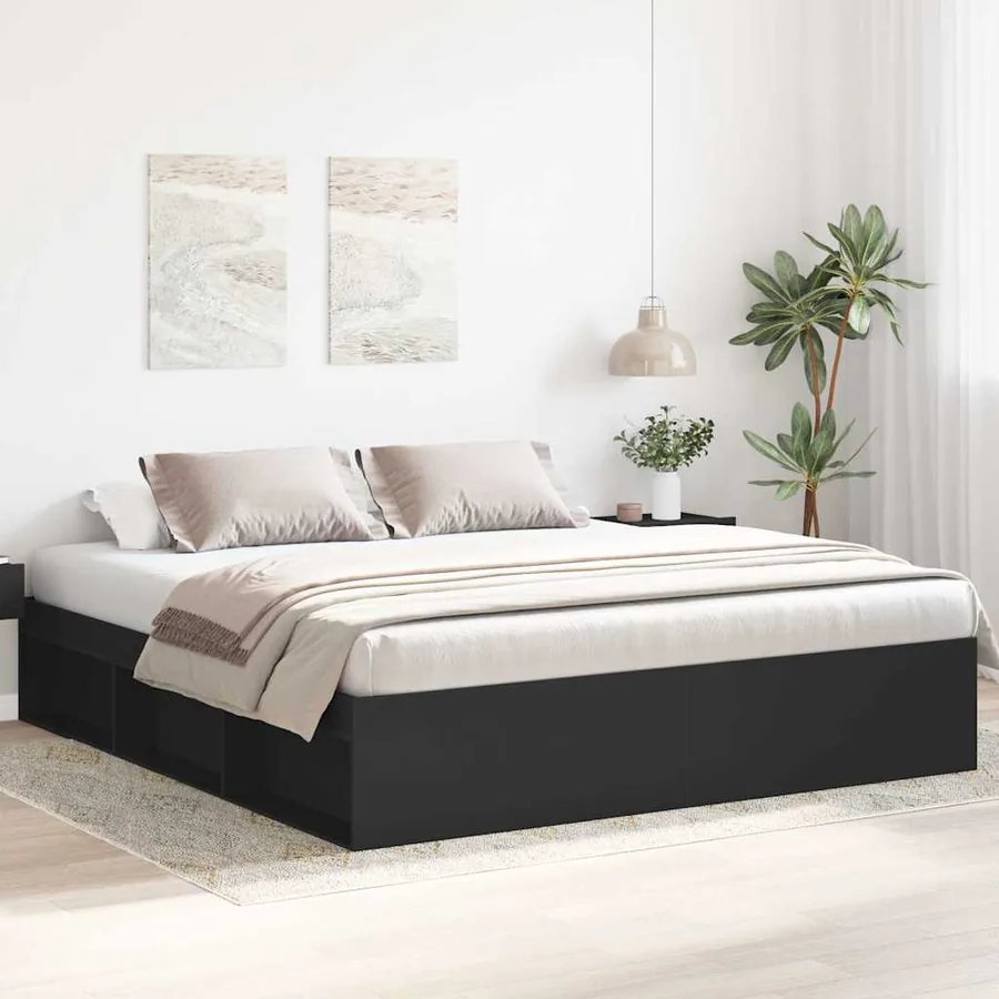 Cadre de lit sans matelas noir 200x200 cm