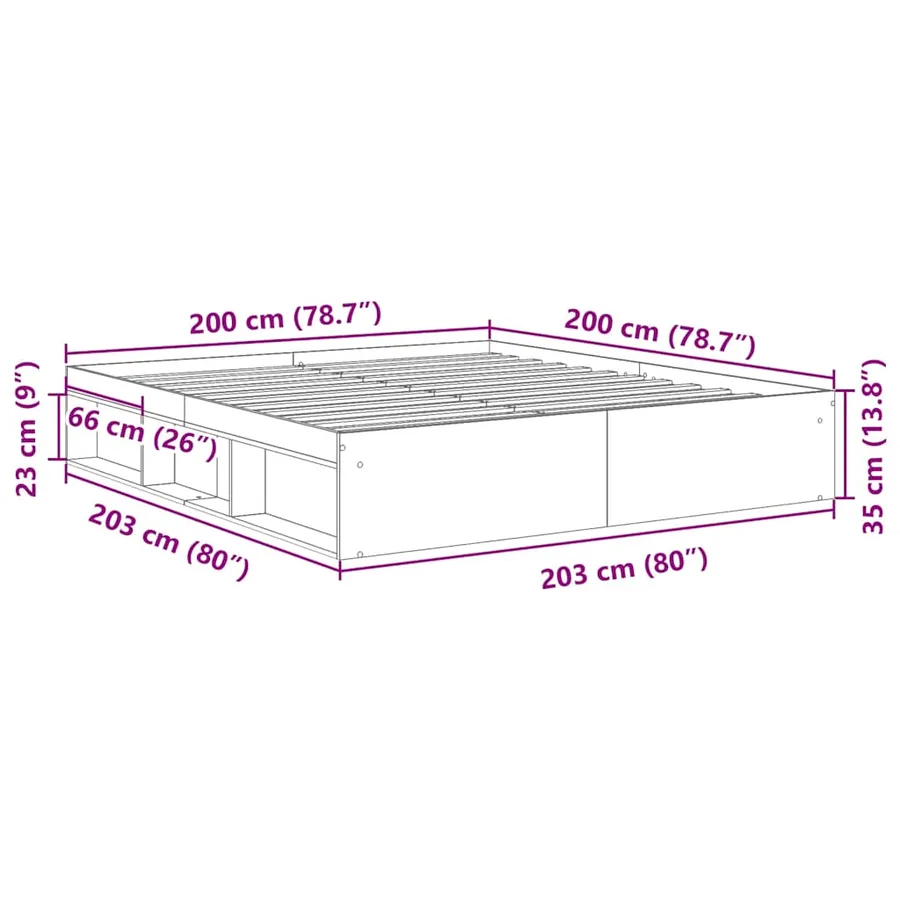 Cadre de lit sans matelas noir 200x200 cm - 10