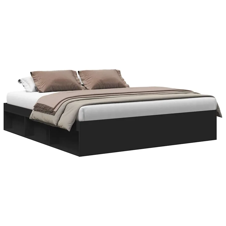 Cadre de lit sans matelas noir 200x200 cm - 2
