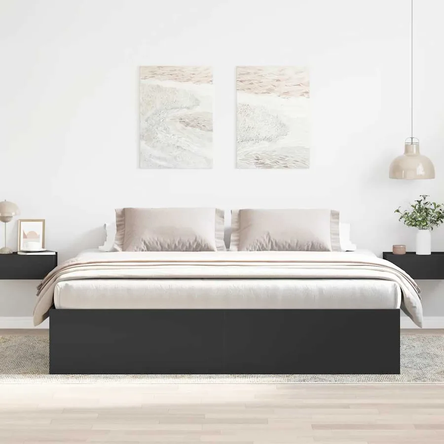 Cadre de lit sans matelas noir 200x200 cm - 3