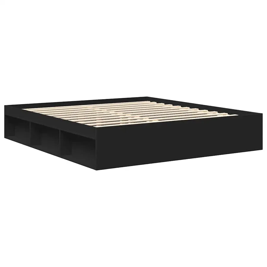 Cadre de lit sans matelas noir 200x200 cm - 7