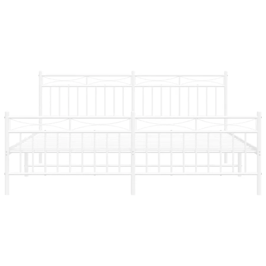 Cadre de lit métal sans matelas et pied de lit blanc 183x213 cm - 6