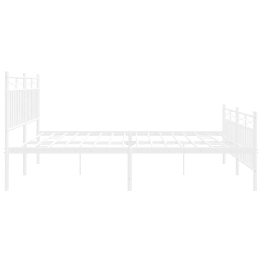 Cadre de lit métal sans matelas et pied de lit blanc 183x213 cm - 7