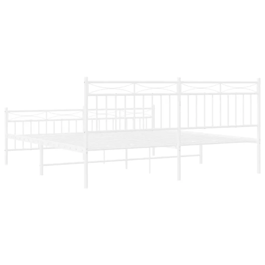 Cadre de lit métal sans matelas et pied de lit blanc 183x213 cm - 8
