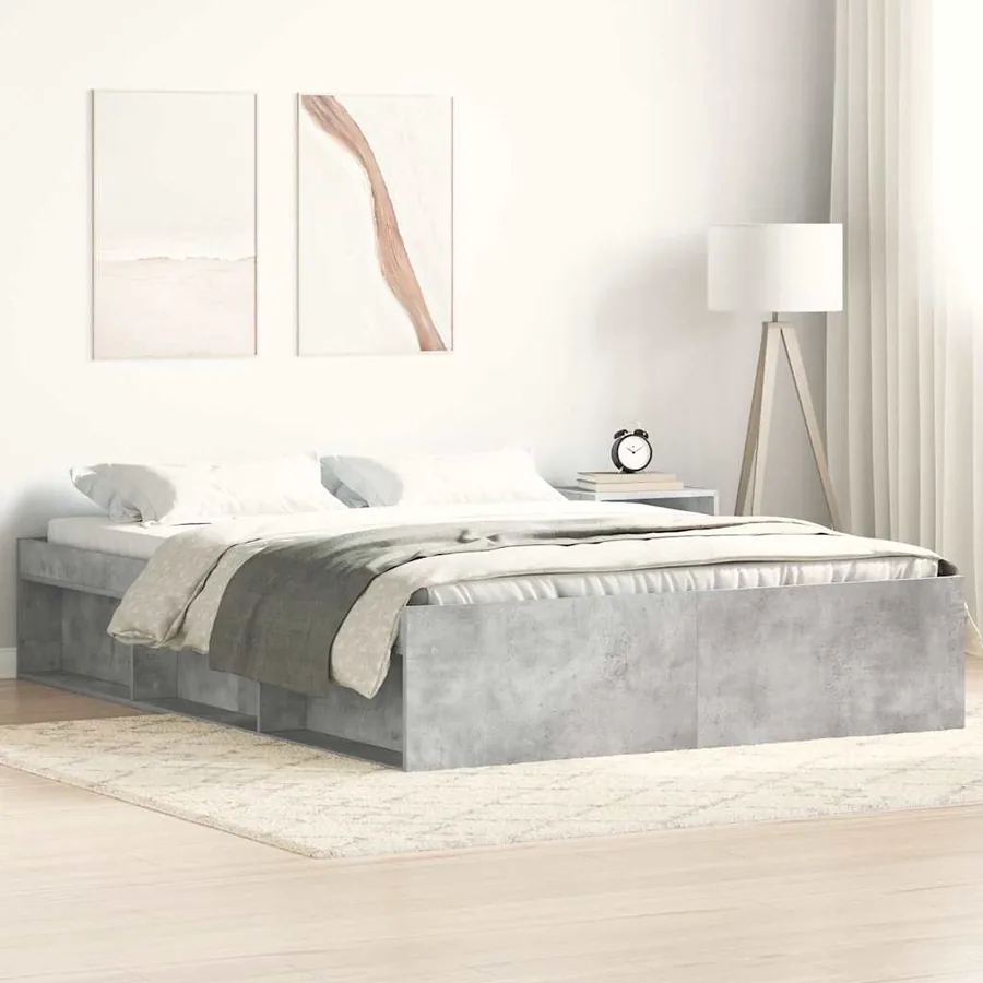 Cadre de lit sans matelas gris béton 150x200 cm