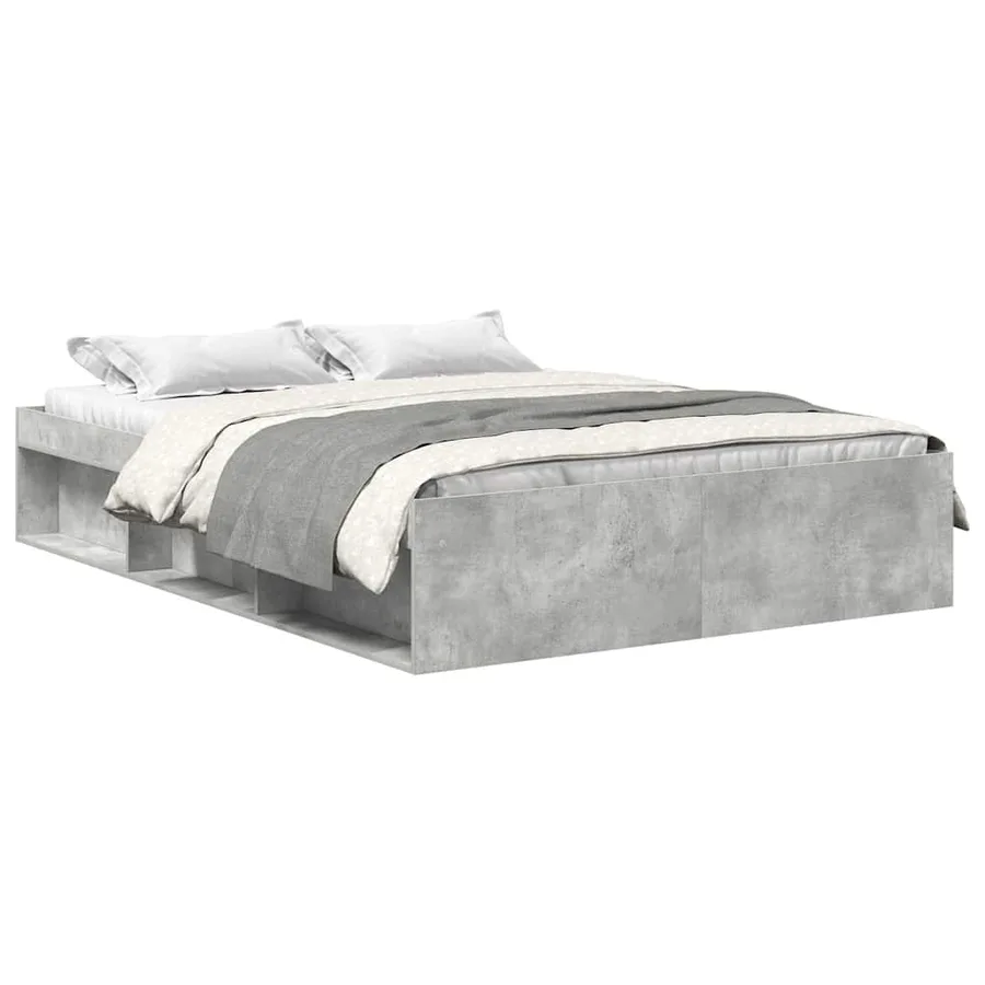Cadre de lit sans matelas gris béton 150x200 cm - 2