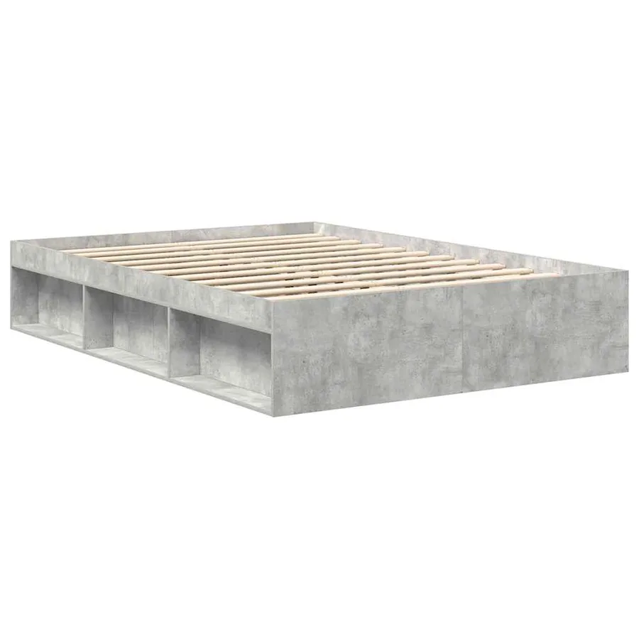 Cadre de lit sans matelas gris béton 150x200 cm - 3