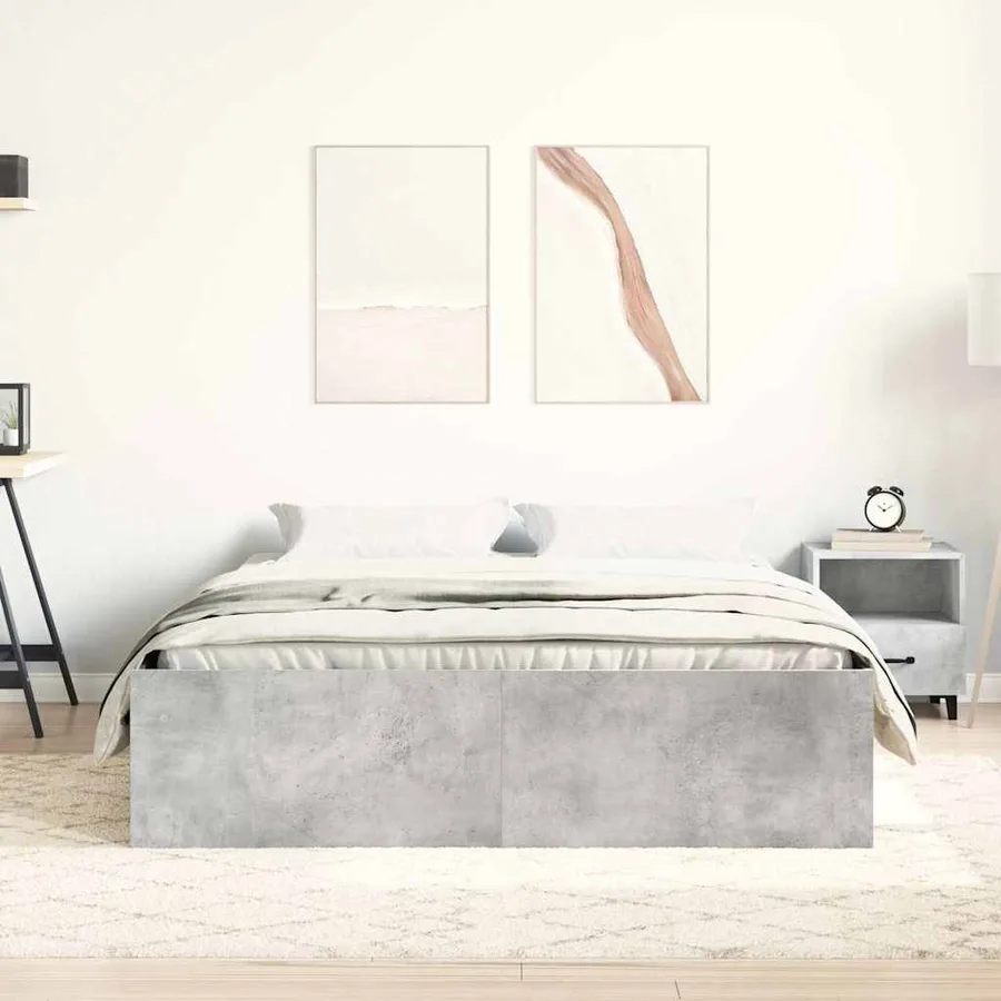 Cadre de lit sans matelas gris béton 150x200 cm - 4