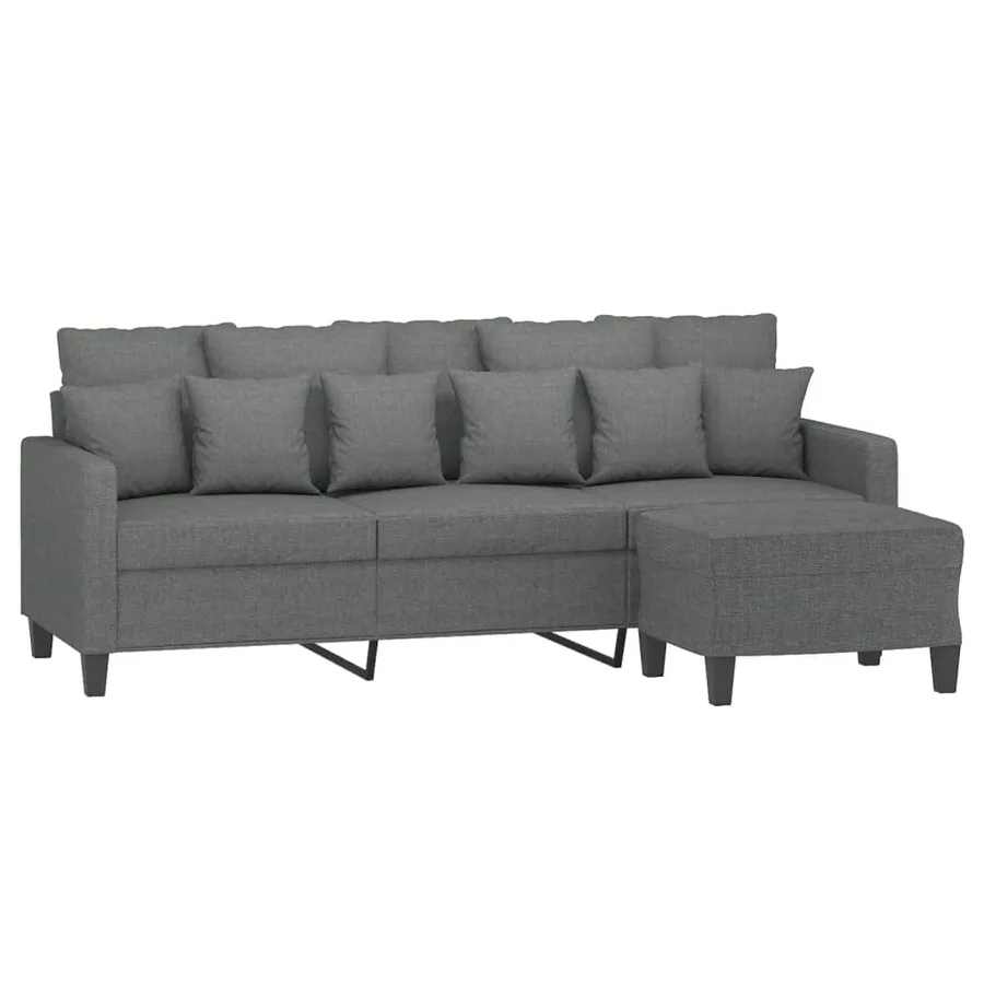Canapé à 3 places avec repose-pieds Gris foncé 180 cm Tissu - 3