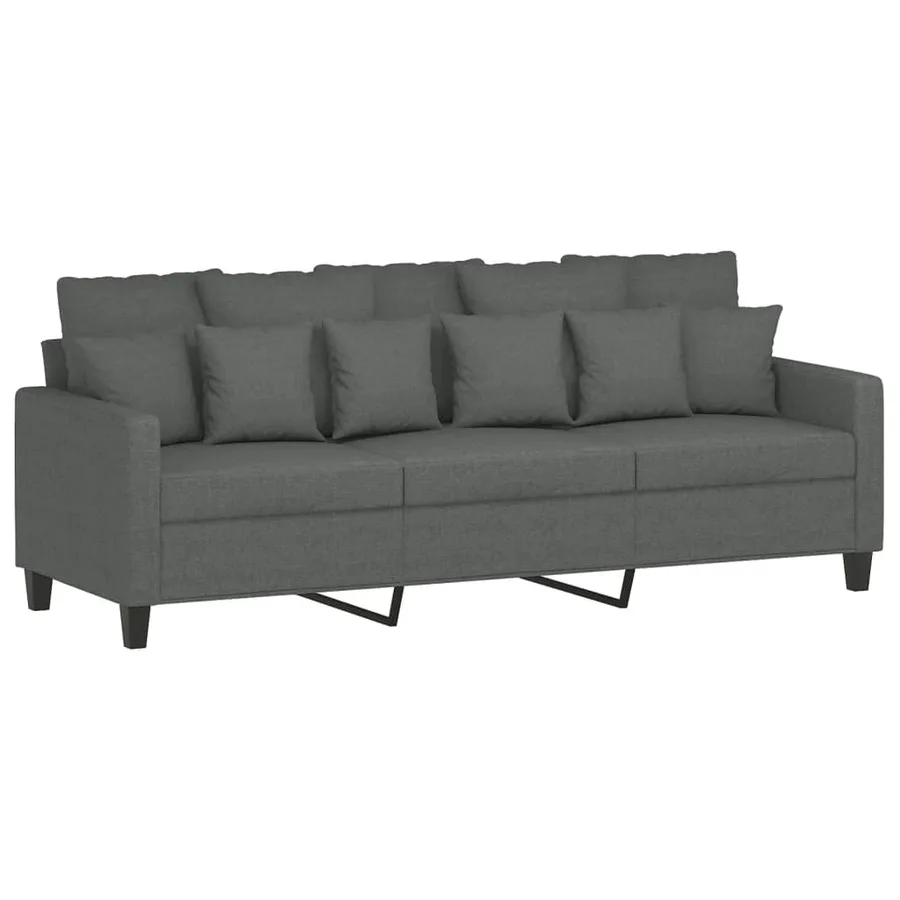 Canapé à 3 places avec repose-pieds Gris foncé 180 cm Tissu - 4