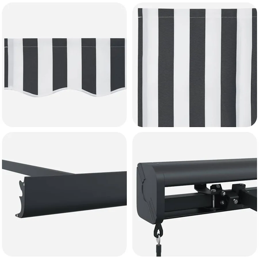 Auvent rétractable anthracite et blanc 5x3 m tissu et aluminium - 9
