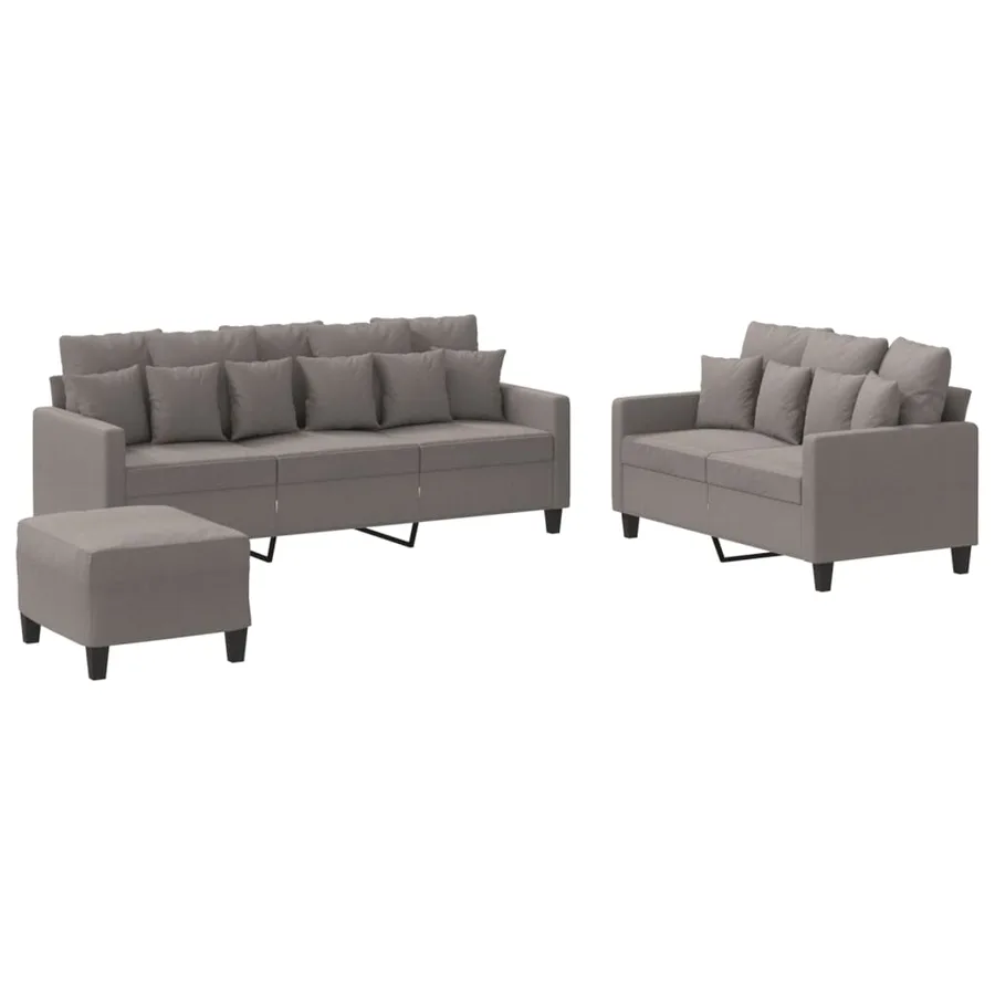 Ensemble de canapés 3 pcs avec coussins Taupe Tissu - 2