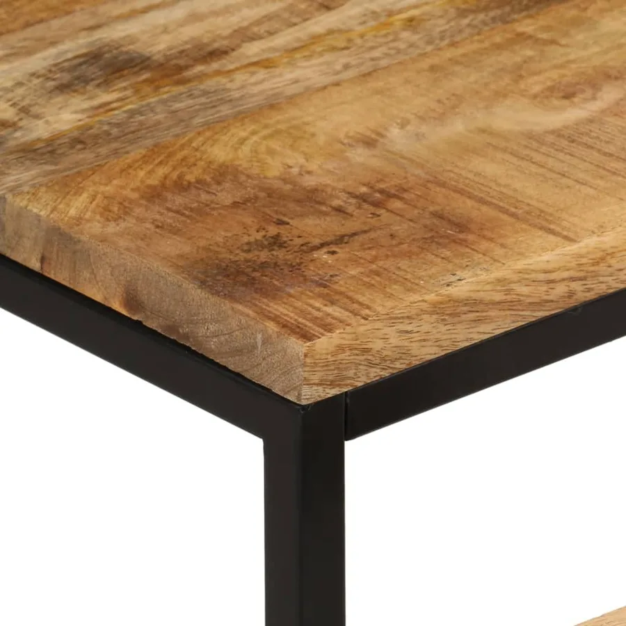 Tables basses gigognes 3pcs bois de manguier massif brut et fer - 5