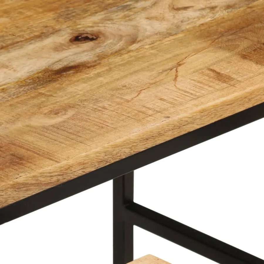 Tables basses gigognes 3pcs bois de manguier massif brut et fer - 6