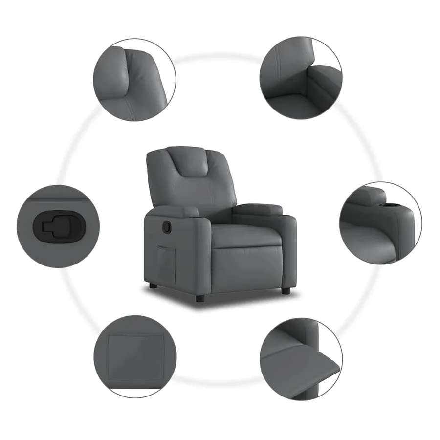 Fauteuil inclinable Gris Similicuir - 8