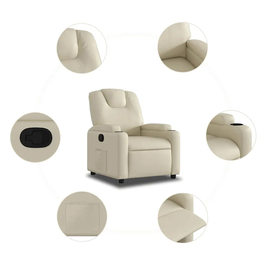 Fauteuil inclinable Crème Similicuir - 8