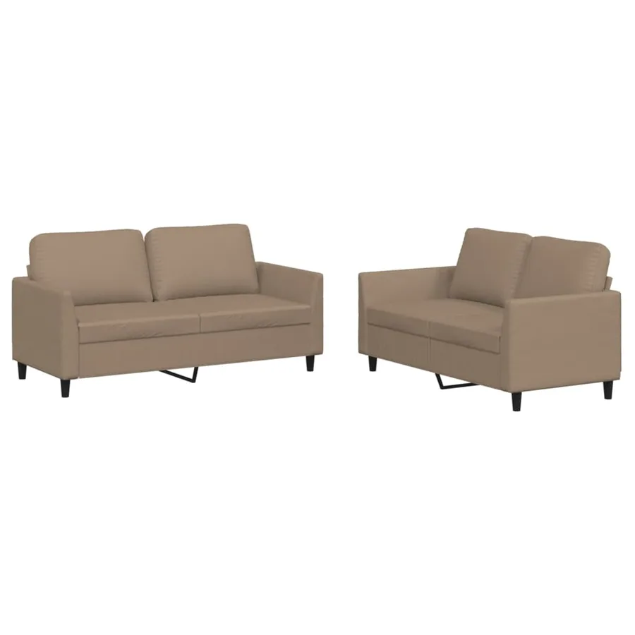 Ensemble de canapés 2 pcs avec coussins Cappuccino Similicuir - 2