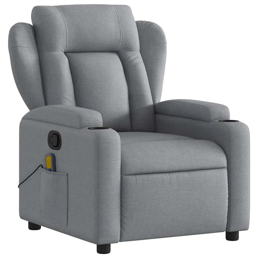 Fauteuil inclinable de massage gris clair tissu - 3