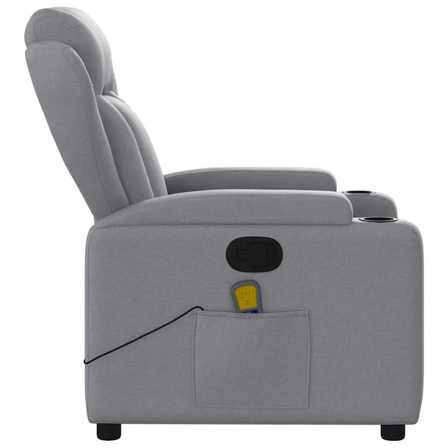 Fauteuil inclinable de massage gris clair tissu - 8