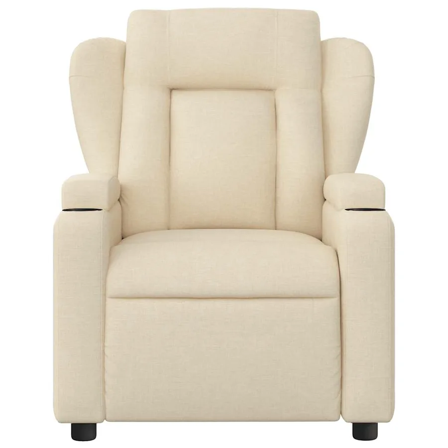 Fauteuil de massage inclinable crème tissu - 7