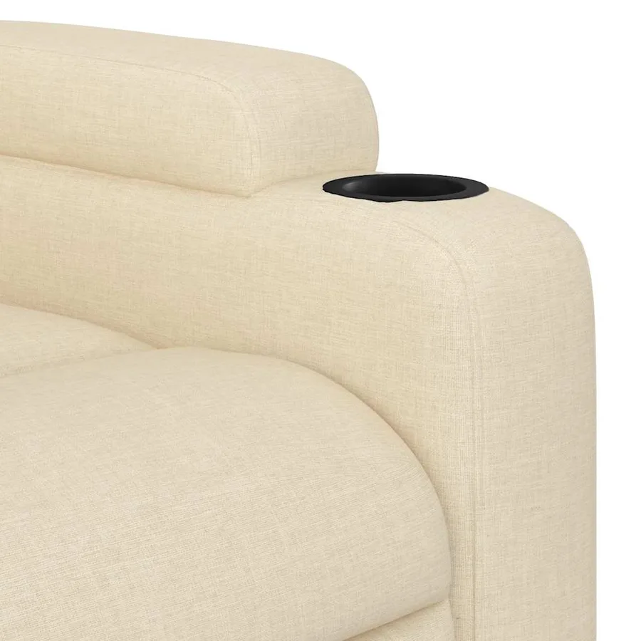 Fauteuil de massage inclinable crème tissu - 9
