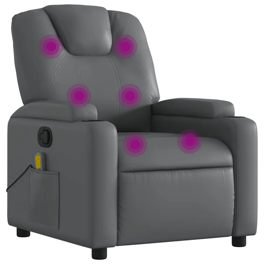 Fauteuil de massage inclinable Gris Similicuir - 2