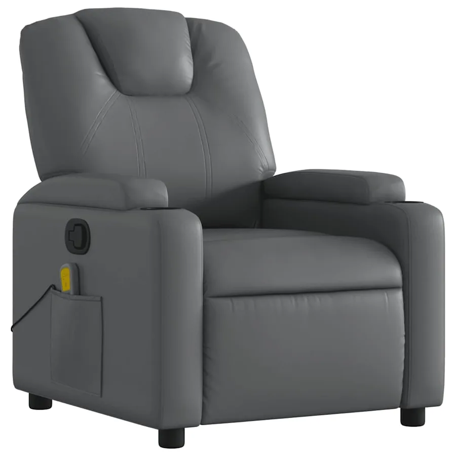 Fauteuil de massage inclinable Gris Similicuir - 4