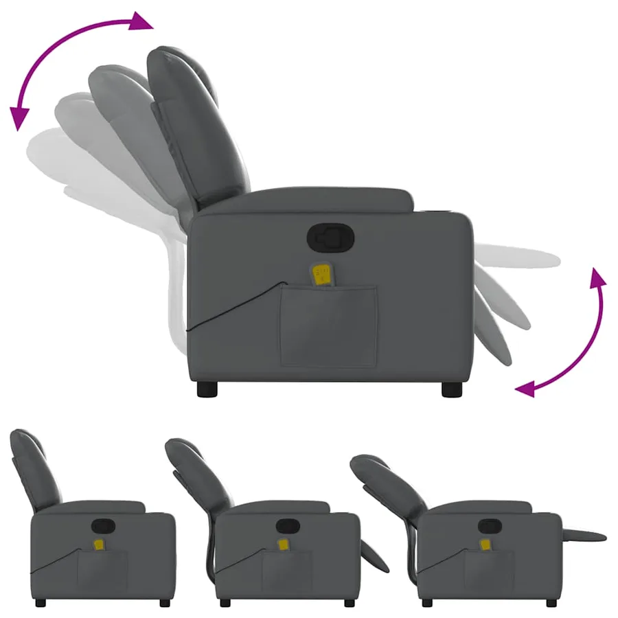 Fauteuil de massage inclinable Gris Similicuir - 8