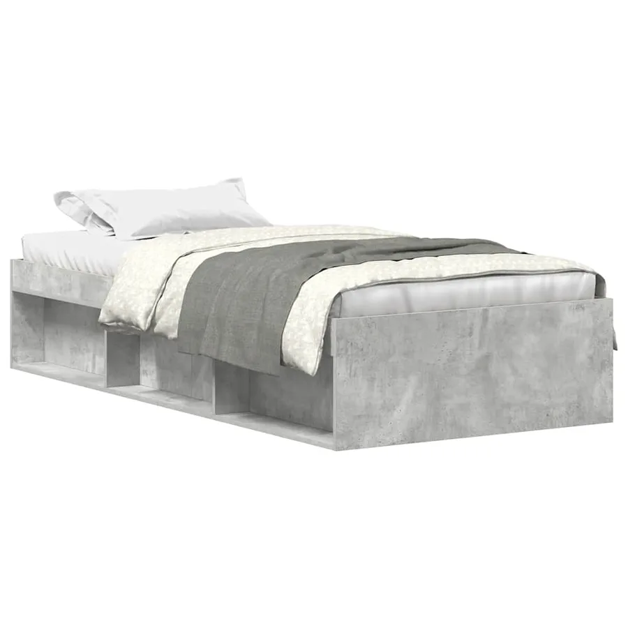 Cadre de lit sans matelas gris béton 100x200 cm - 2