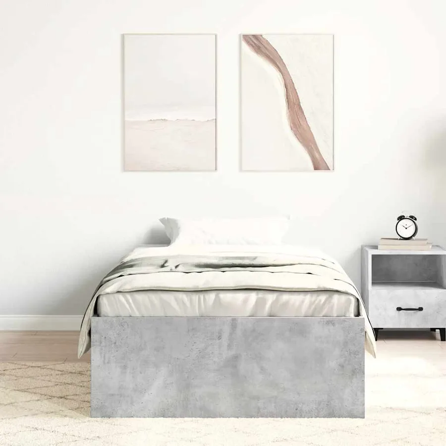 Cadre de lit sans matelas gris béton 100x200 cm - 3