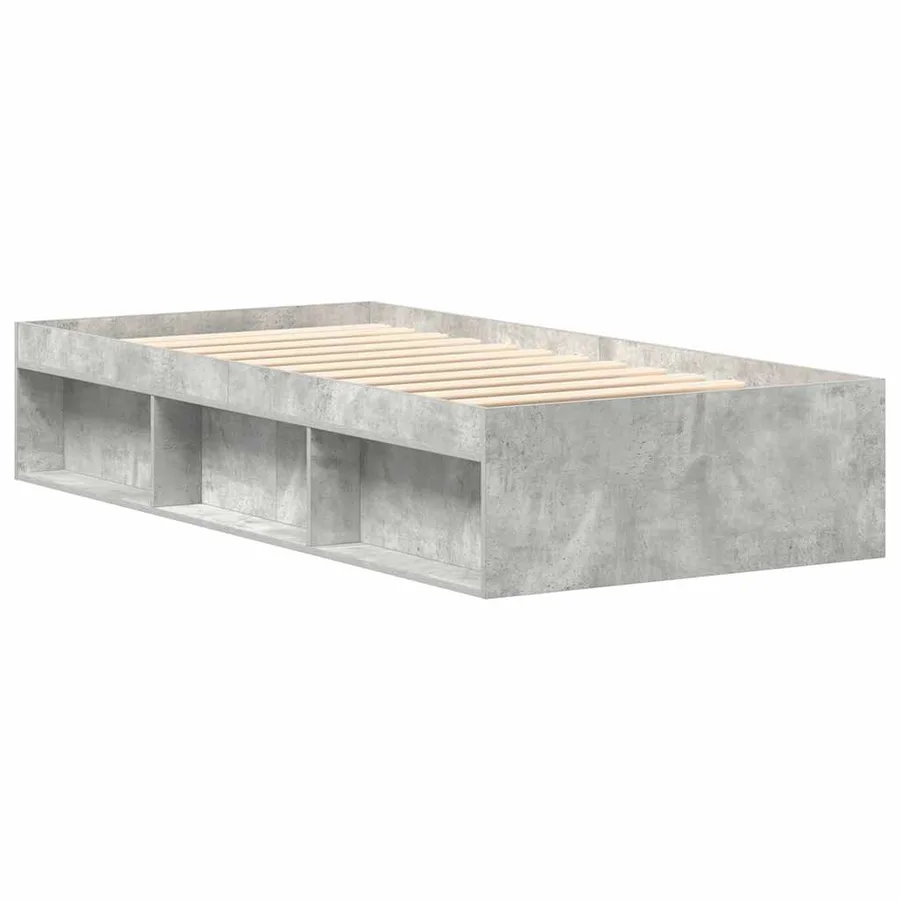 Cadre de lit sans matelas gris béton 100x200 cm - 4
