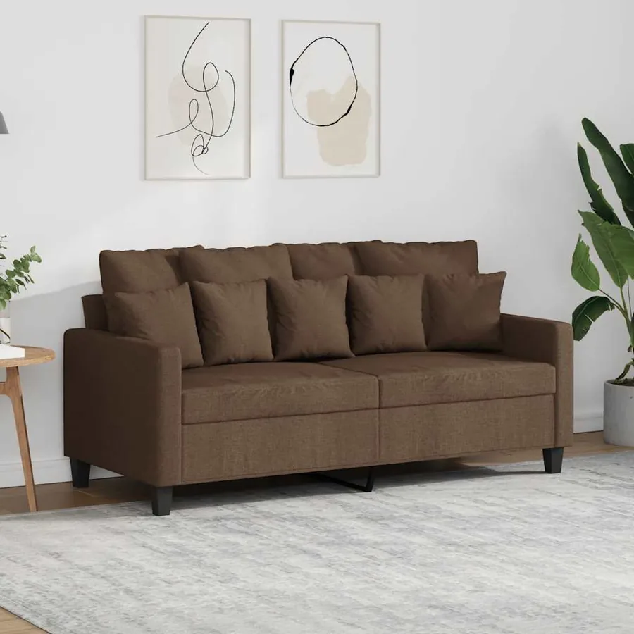 Canapé à 2 places Marron 140 cm Tissu