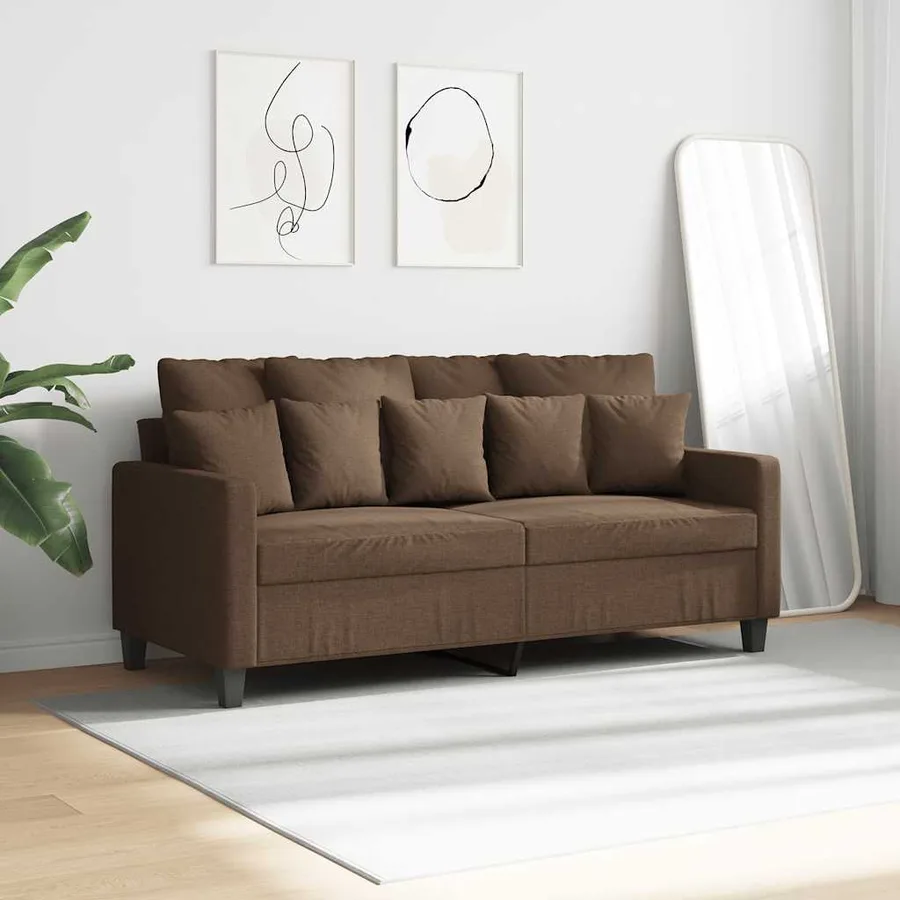 Canapé à 2 places Marron 140 cm Tissu - 3