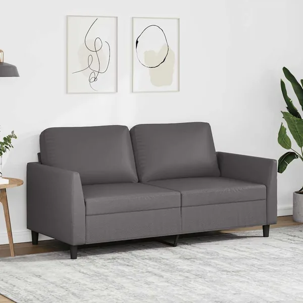 Canapé à 2 places Gris 140 cm Similicuir