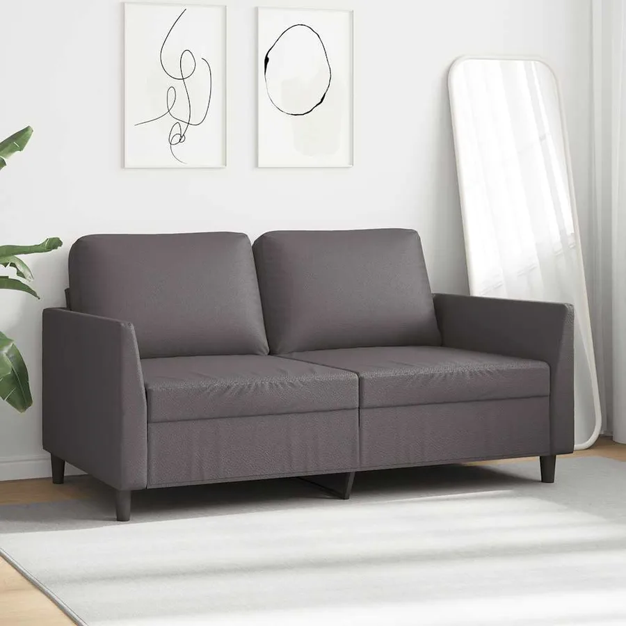 Canapé à 2 places Gris 140 cm Similicuir - 3