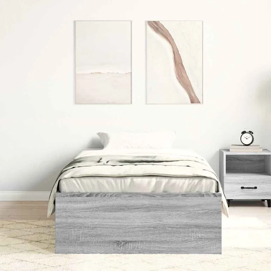 Cadre de lit sans matelas sonoma gris 100x200 cm - 3