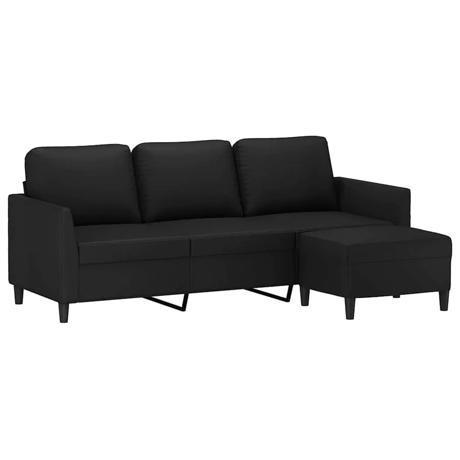 Canapé à 3 places avec repose-pieds Noir 180 cm Similicuir - 3