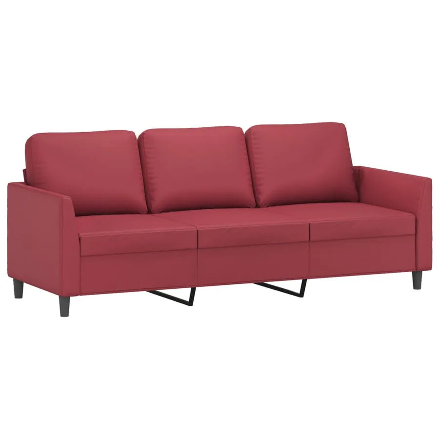 Ensemble de canapés 3 pcs et coussins Rouge bordeaux Similicuir - 4