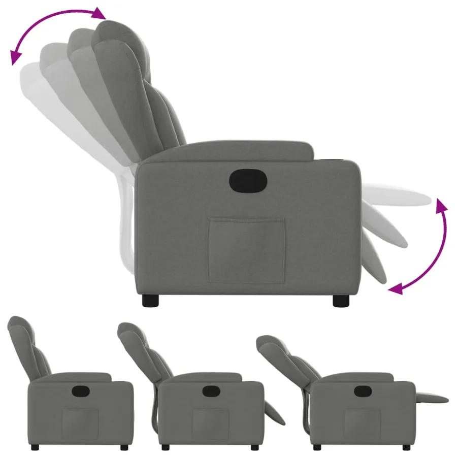 Fauteuil inclinable en tissu gris foncé - 4