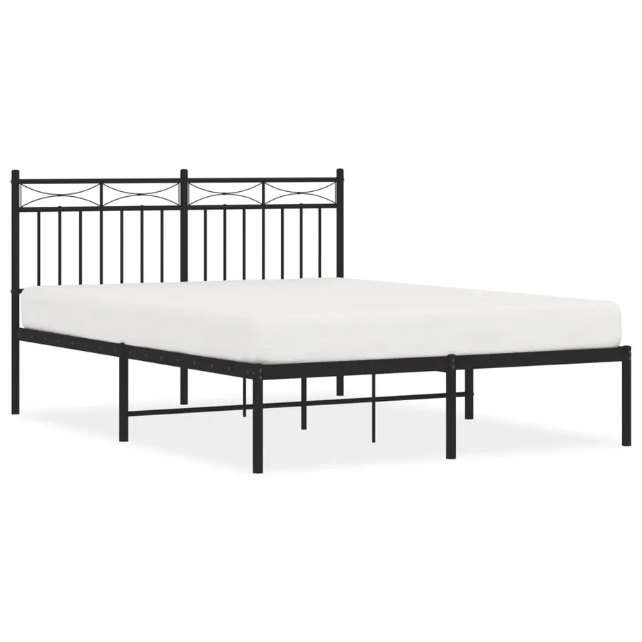 Cadre de lit métal sans matelas avec tête de lit noir 140x190cm - 2
