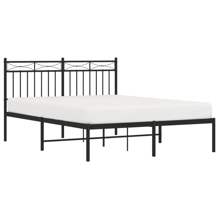 Cadre de lit métal sans matelas avec tête de lit noir 140x190cm - 3