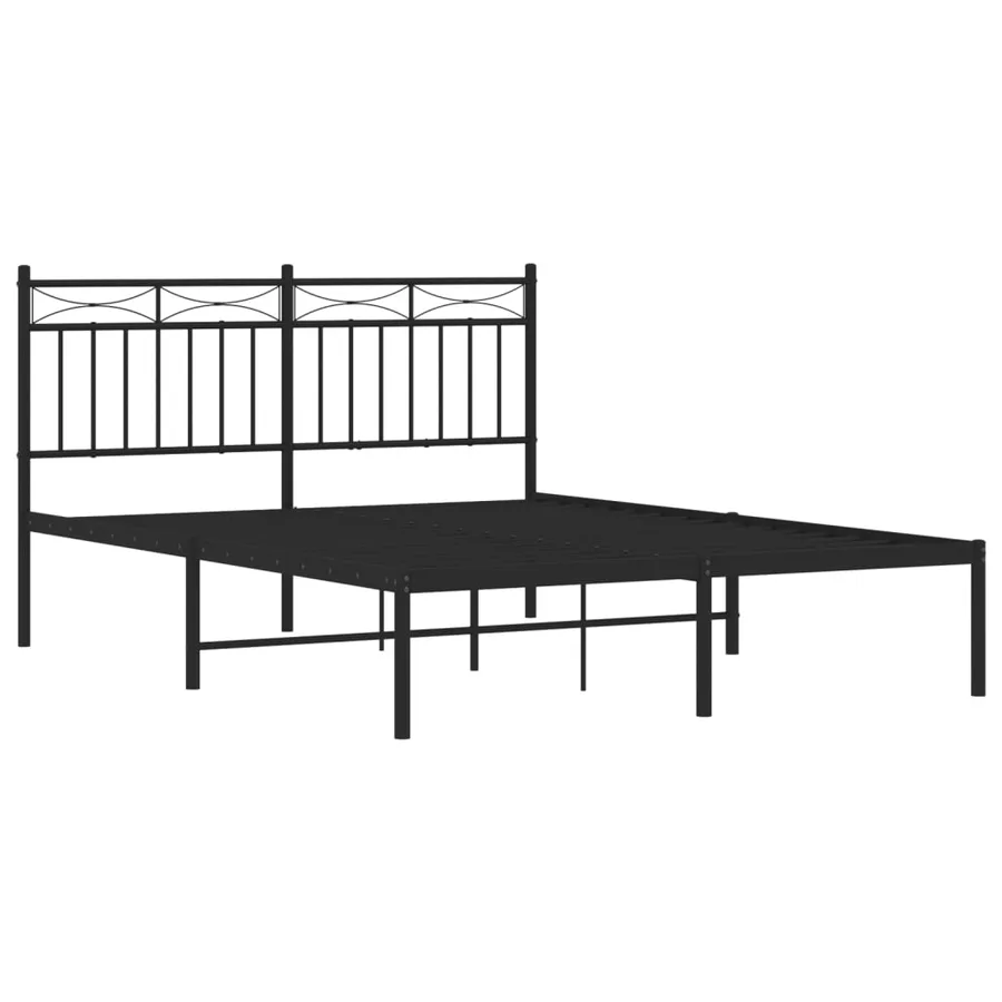 Cadre de lit métal sans matelas avec tête de lit noir 140x190cm - 4