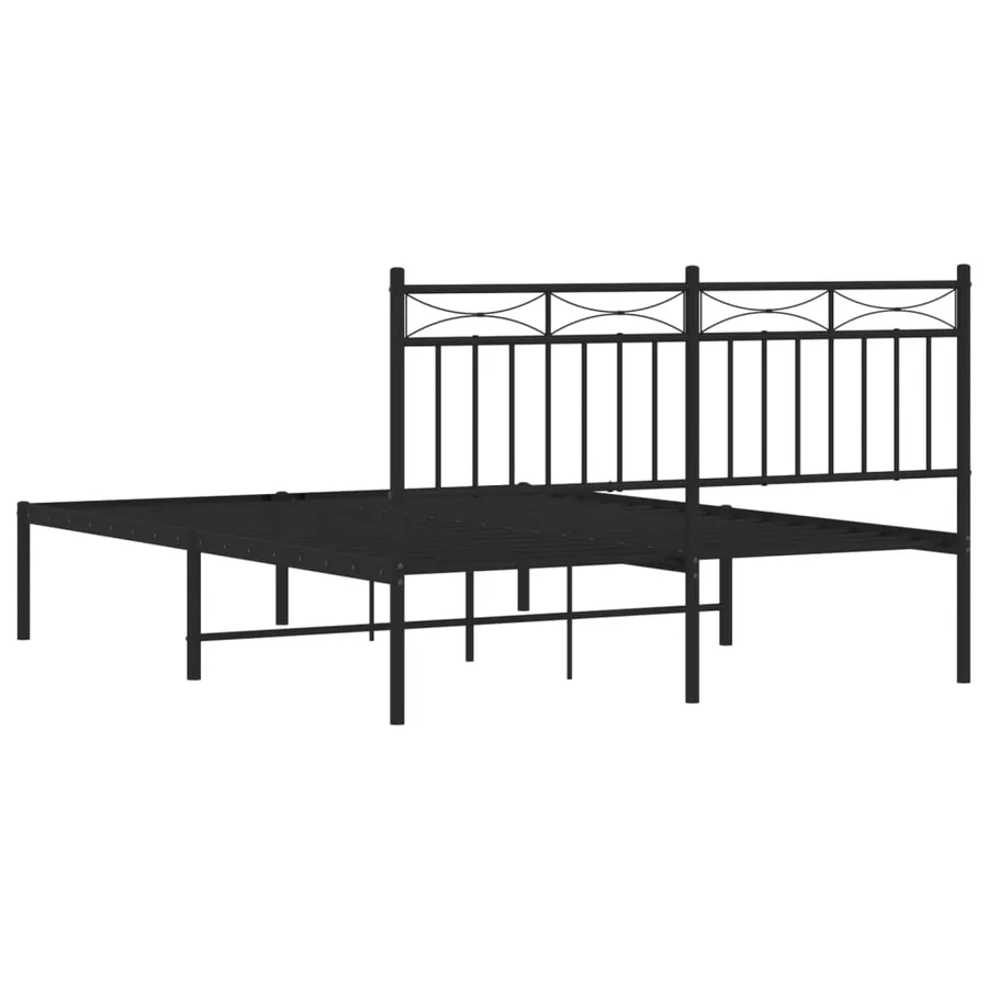 Cadre de lit métal sans matelas avec tête de lit noir 140x190cm - 7
