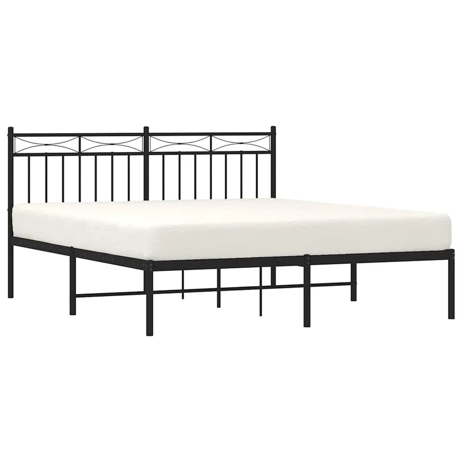 Cadre de lit métal sans matelas avec tête de lit noir 150x200cm - 4