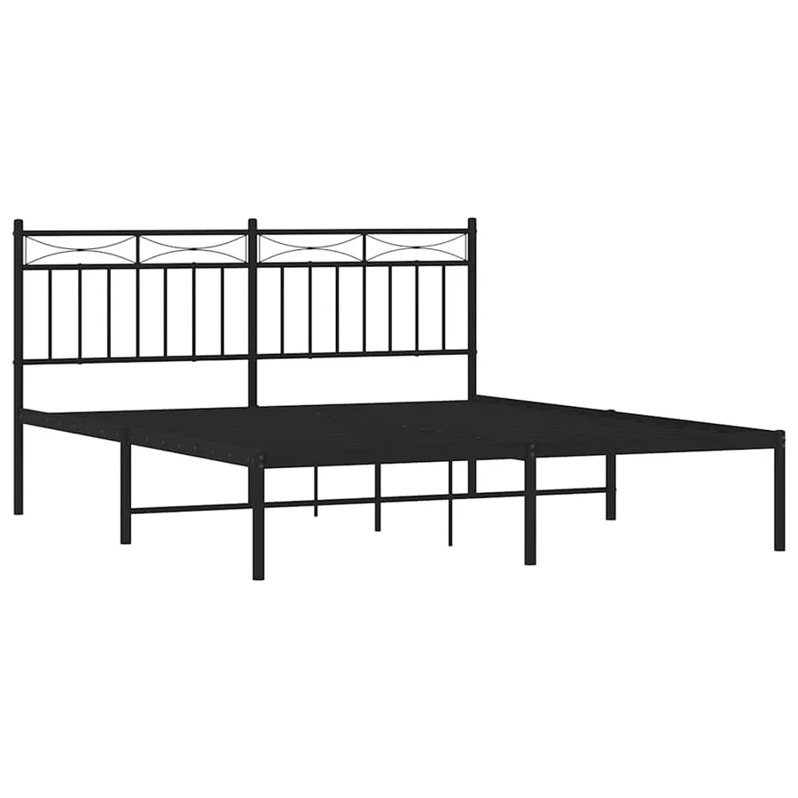 Cadre de lit métal sans matelas avec tête de lit noir 150x200cm - 5