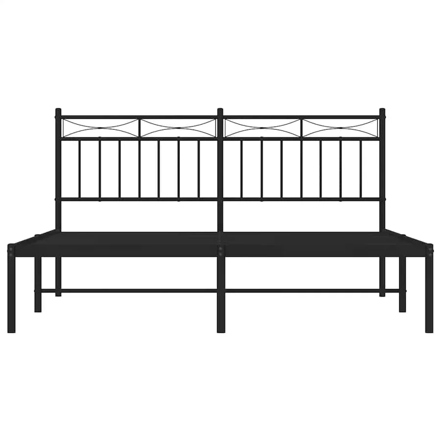 Cadre de lit métal sans matelas avec tête de lit noir 150x200cm - 6